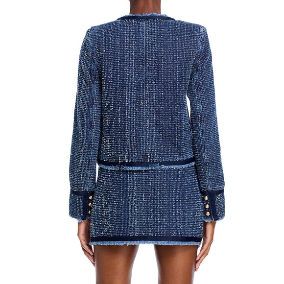 Women's Blue denim Tweed Jacket by Cinq a sept.  Size 12. Excellent condition - Picture 4 of 6